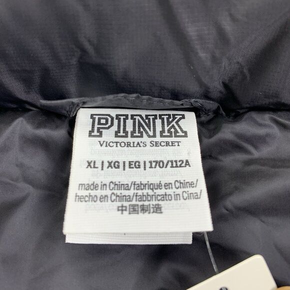 NWT Victoria's Secret Pink Crop Puffer Sleeveless Vest Black - Picture 8 of 11